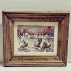 Indian Painting Southwestern White Buildings Photo N Wood Frame